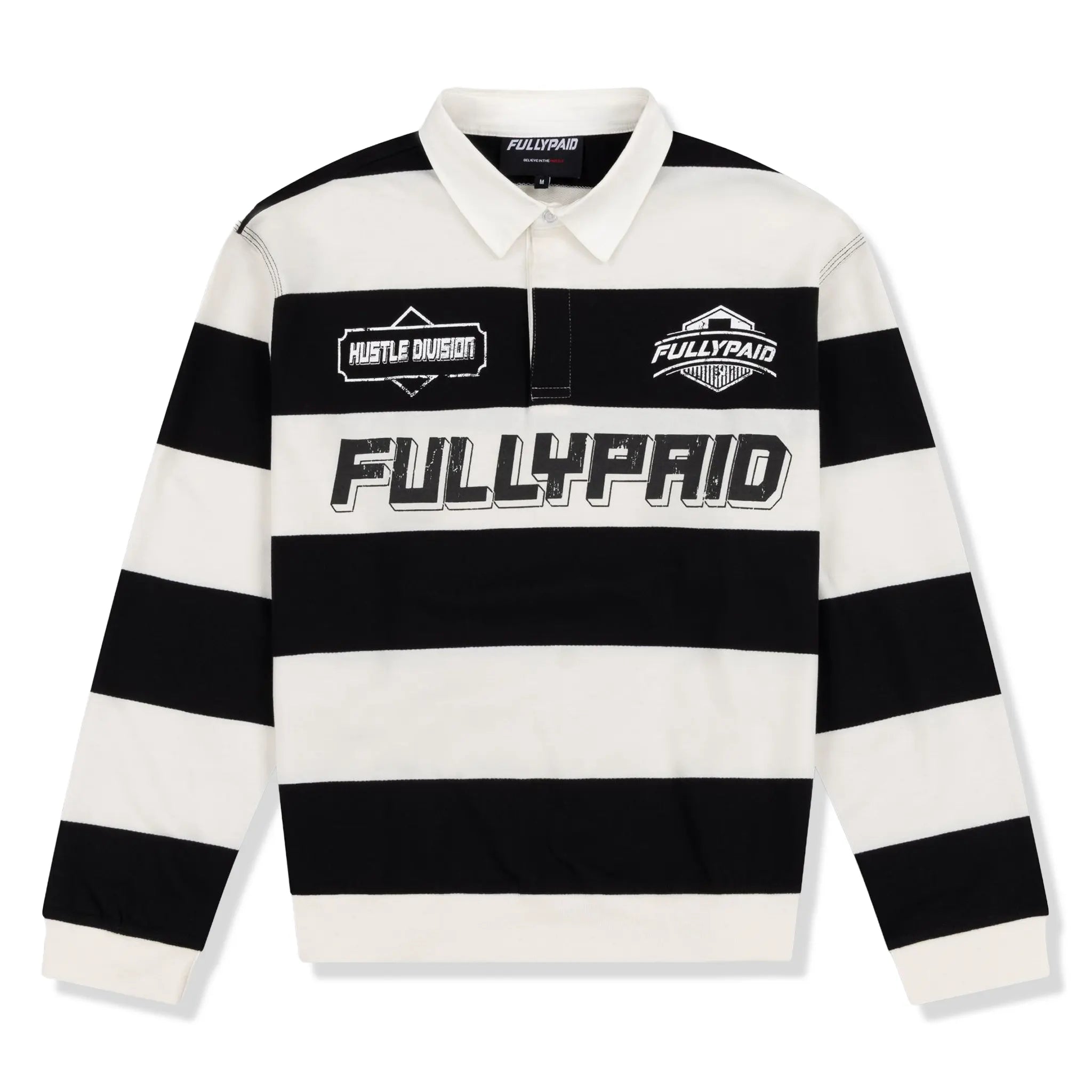 Front View of Fully Paid FP Black White Polo Shirt